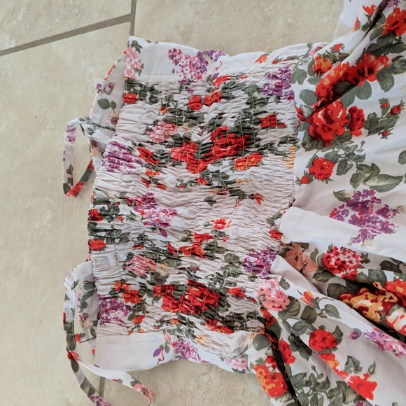 Flower Ruched Mini Flare Dress - Picture 4 of 4